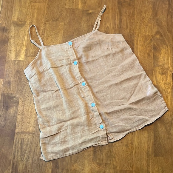 Old Navy Linen Blend Button Front T-Strap Tank Top Size M Brown/Rust Color - Picture 1 of 11